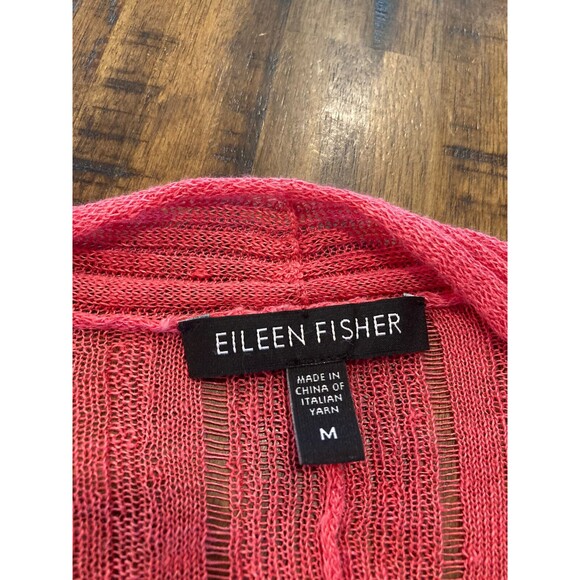 Eileen Fisher Linen and Silk Blend Open Front Cardigan Pink Womens Size Medium - Picture 6 of 9